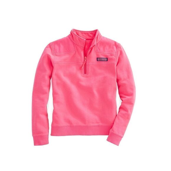 Vineyard Vines Girl’s Pink Garment Dyed 1/4 Zip Pullover Shep Shirt Large (14) - Picture 1 of 15